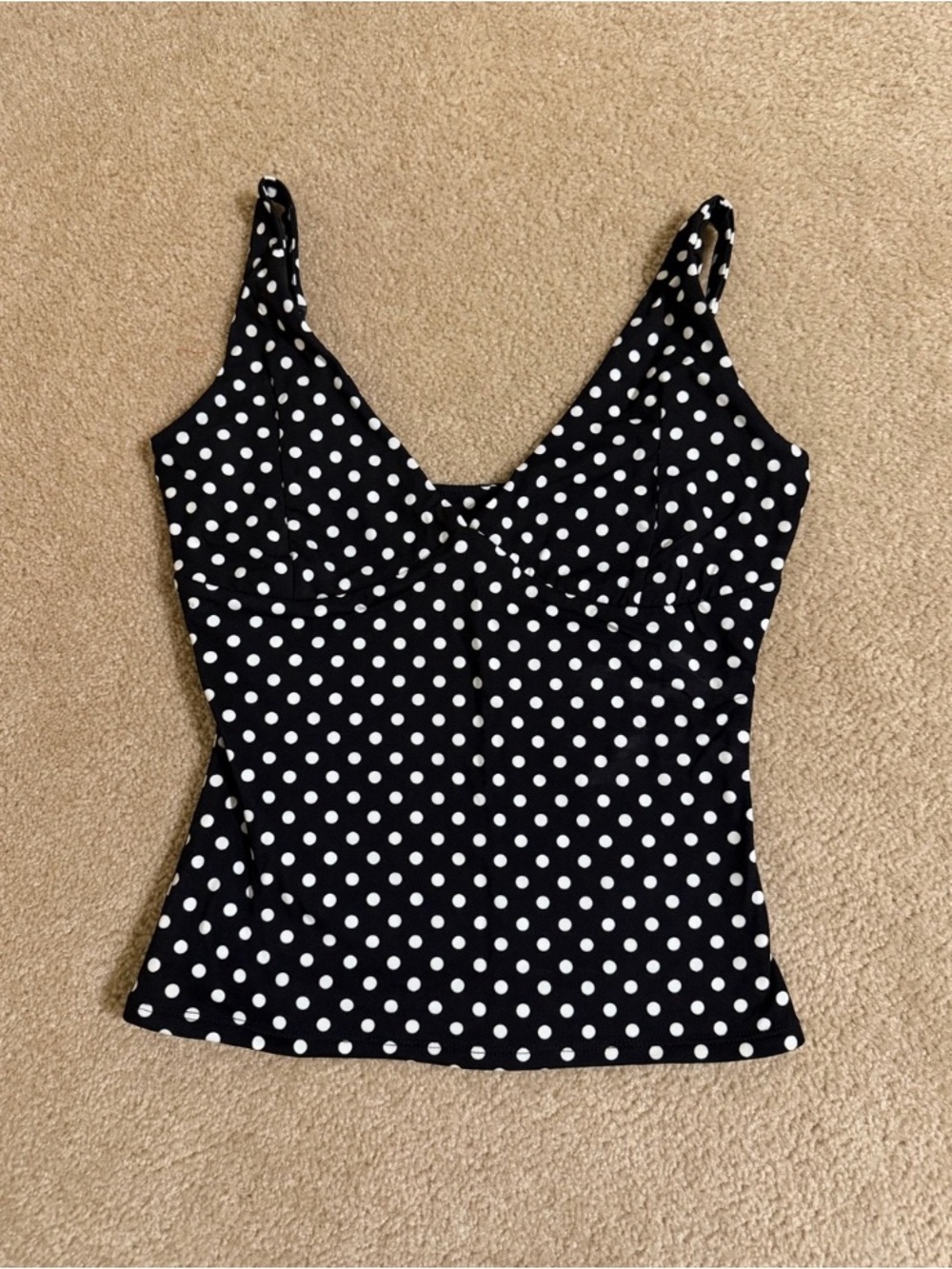 Black & White Polka Dot V-Neck Women's Tank Top